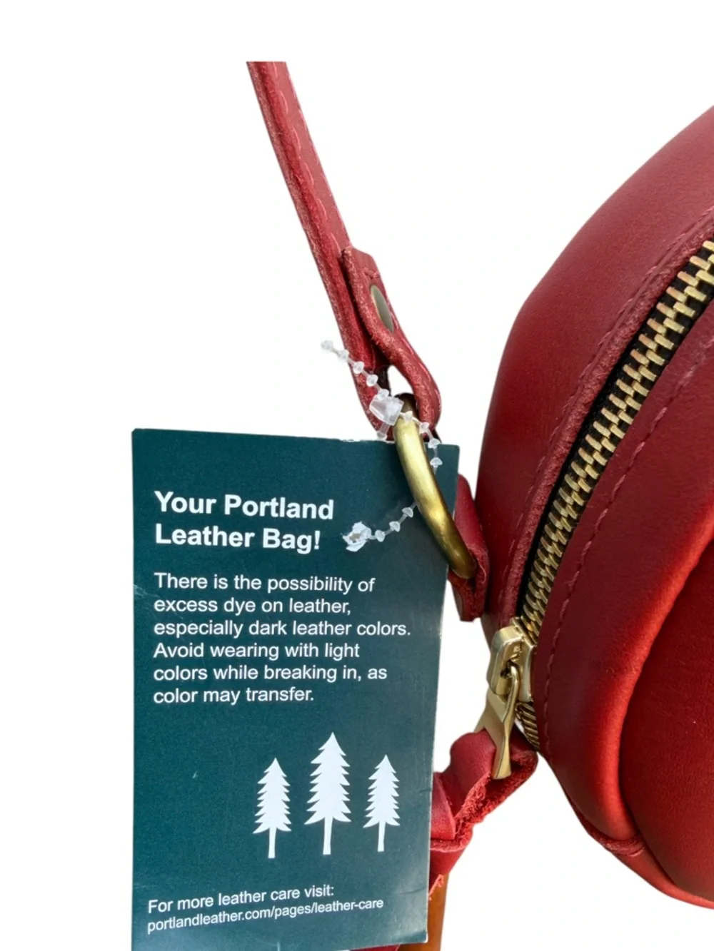 Portland Leather Red Round Circle Crossbody Bag NWT Genuine Leather